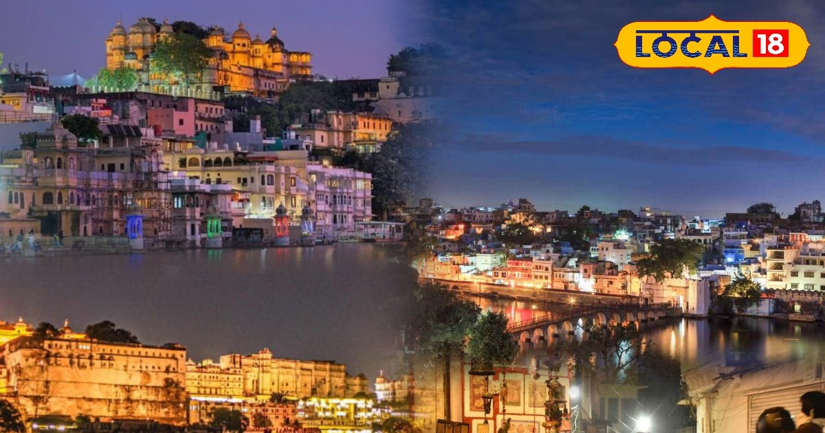 Udaipur blossoms in night light, fourths adorned on the banks of lakes