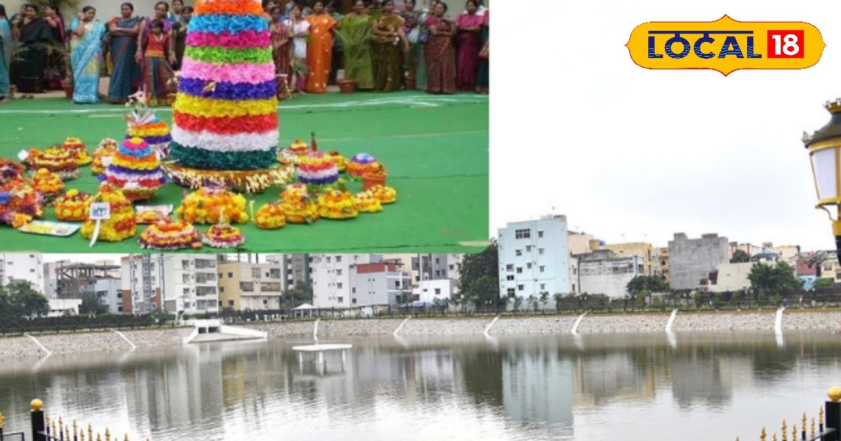 Preparation of Hyderabad Bathukamma Kunta Lake Reconstruction and Bathukamma festival.